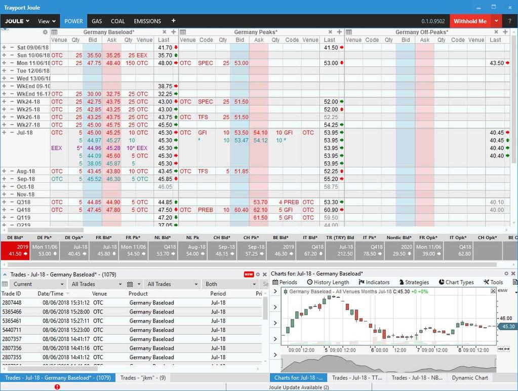 THE TRADERS SCREEN To Manage Risk: High number of contracts to mirror risk profiles liquidity support from brokers.