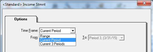 Time Frame Current Period or Range By selecting Range in the drop-down options Sage 50 Complete