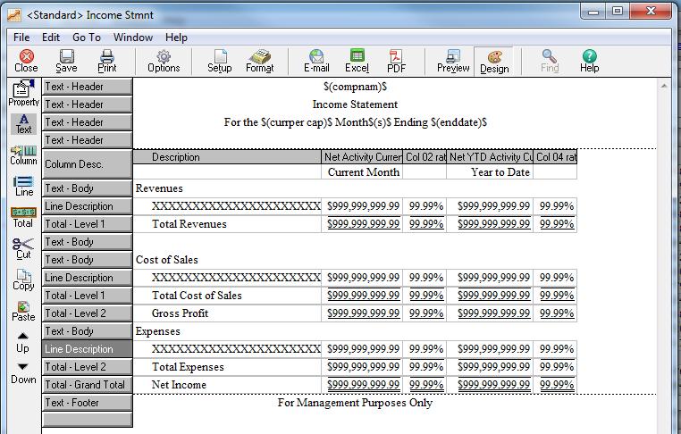 PDF The PDF (Portable Document Format) utilizes an internal capability of Sage 50 Complete Accounting to create a PDF file of the displayed report.