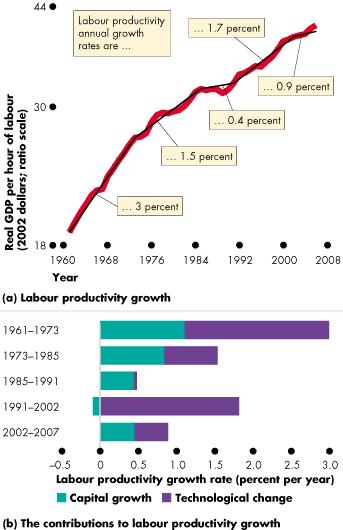 Why Labour Productivity Grows Labour productivity growth rate increased to 1.7 percent a year between 1991 and 2002.