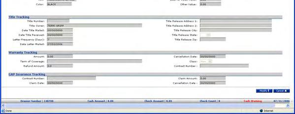 Editing Titled Collateral The Loan Collateral Maintenance screen displays: (1) To edit existing titled collateral,