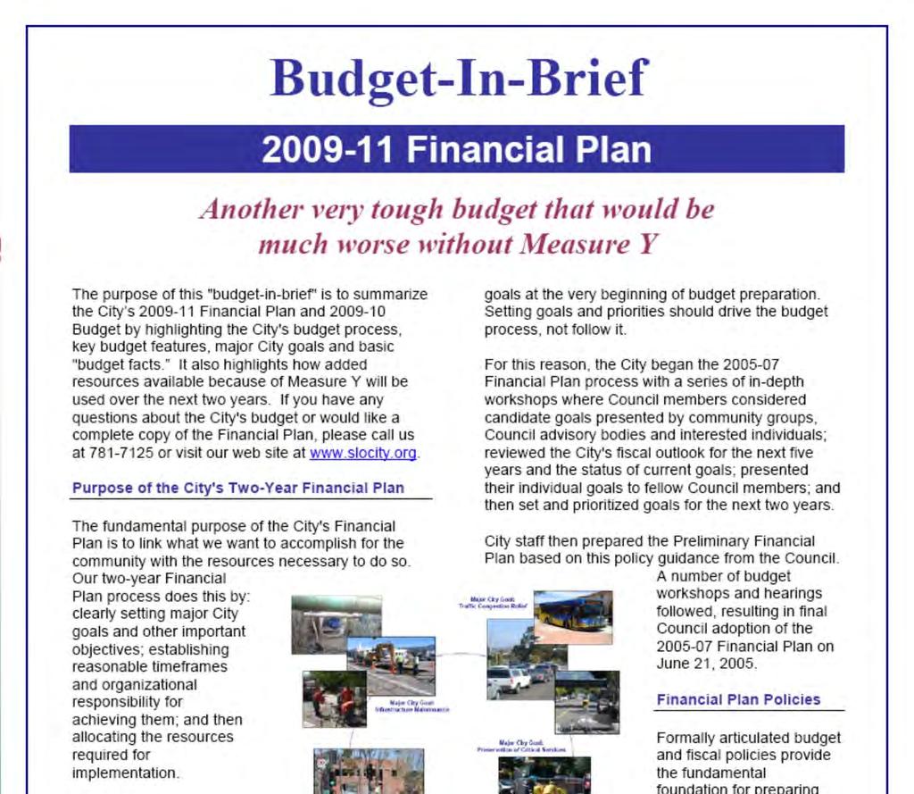 30 Budget-in-Brief Mailed to all