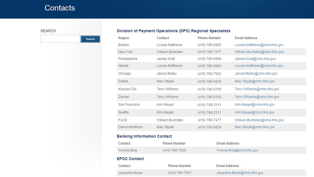 PREMIUM WITHHOLD REPORT 2.5.3 PWSOPS-Contact Page In addition to library resources, the portal provides a quick link to key CMS contact personnel.