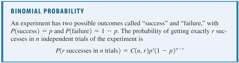 Binomial Probability In the coin-tossing experiment described above, success is getting heads, and failure is getting tails.