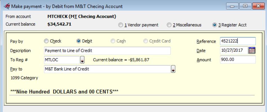 To Make a Payment to your Line of Credit Account: 2.