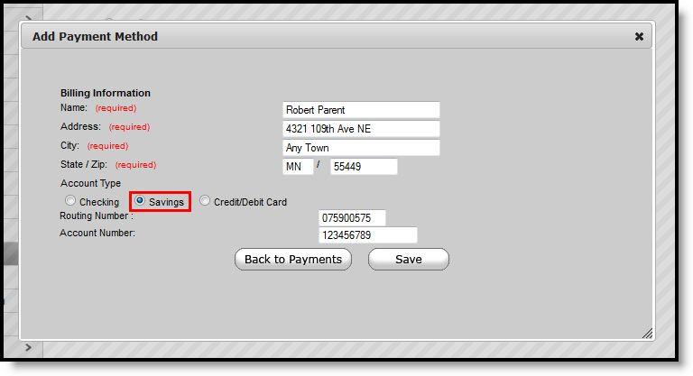 Registering a Checking Account Payment Method Enter all required Billing Information as well as the checking account's Routing Number and Account Number.