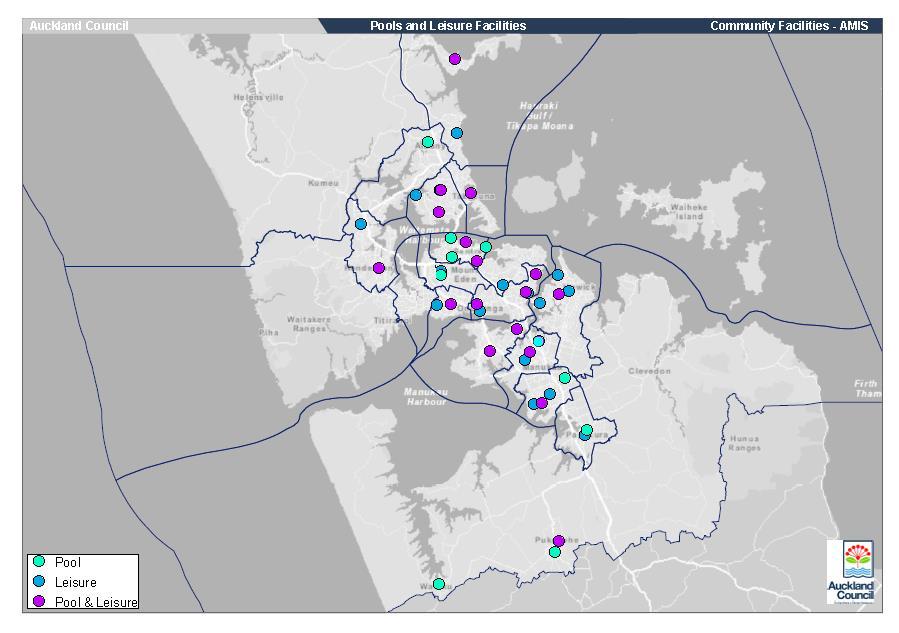 Auckland Council Pool and Leisure sites current Community Facilities Network Plan priorities North-west pool * Inner-west pool * Flatbush pool *Location to be determined North west pool Inner-west