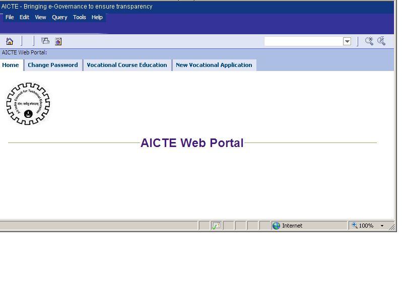 Vocational Course Education User /Institute login to existing AICTE Portal with the credentials