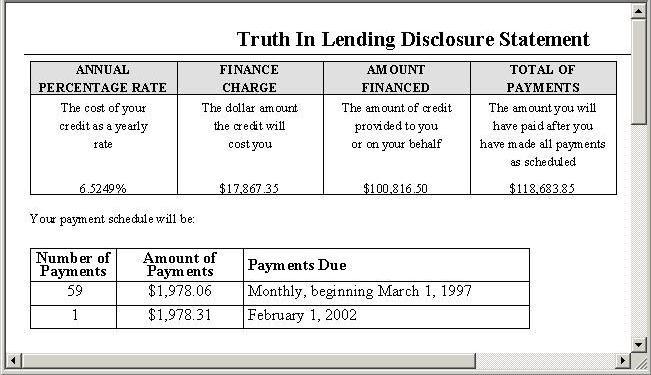 Truth-in-Lending Disclosure The two ways that the cost of credit must be expressed are: The dollar cost of credit, or