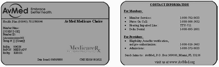 2018 Evidence of Coverage for AvMed Medicare Choice Broward County (HMO) 8 Chapter 1.