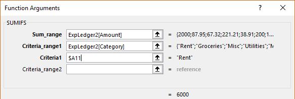 Use the SUMIFS Function to Add up Expenses for Each Category. Now we need to get a summary of our actual expenses from our Ledger sheet.