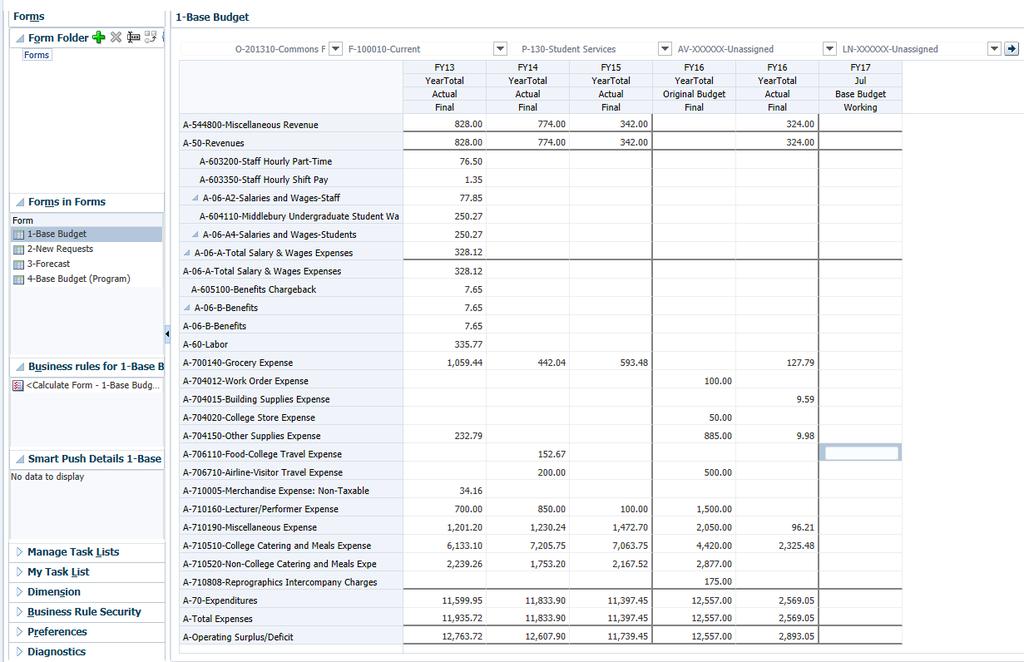Step 5 (Planning): Data enter FY17 budget in Planning Select Forms > 1-Base Budget Select FOAPAL (same as Step 5