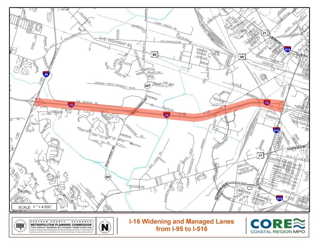 I-16 WIDENING FROM I-95 TO I-516 P.I. #: 0012757 2016-GDOT-01 PROJECT DESCRIPTION: Widen I-16 from I-95 to I-516. Specific scope of work is to COUNTY: CHATHAM be developed by GDOT.