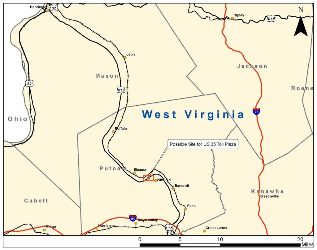 Figure 1. US-35 in Putnam and Mason Counties (RITA, 2008).