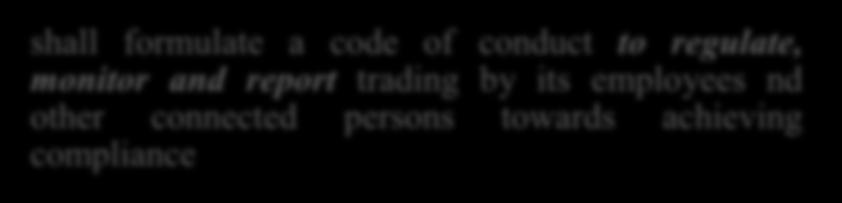 Every other person who is required to handle unpublished price sensitive information in the course of business operations shall formulate a code of conduct to regulate, monitor and report trading by