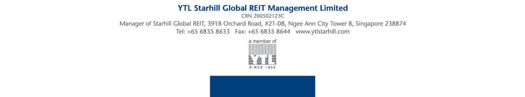 Media release by: YTL Starhill Global REIT Management Limited (YTL Starhill Global) Manager of: Starhill Global Real Estate Investment Trust (SGREIT) SGREIT s 3Q 2014 DPU Up 5.0% Year-on-Year to 1.
