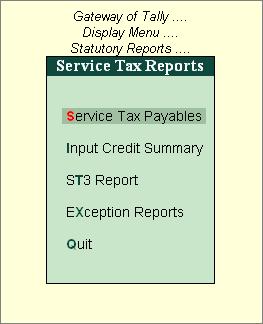 Lesson 3: Service Tax Reports 3.1 Service Tax Reports Tally.