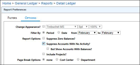 The Account Number filter enables you to further narrow down which accounts you want to display on the report. Selecting any option other than Show All displays fields so you can input the numbers.