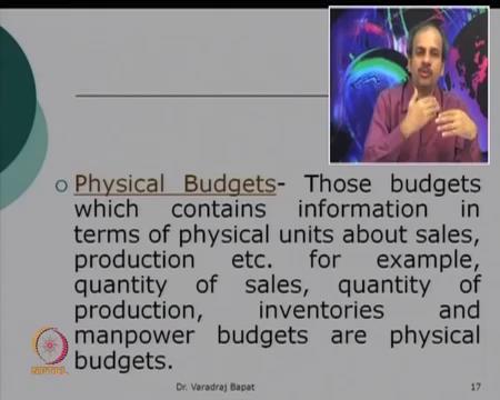 (Refer Slide Time: 24:06) Now, what are these functional budgets, they can be grouped into physical cost and profit budgets. We will see, what are they, but broadly, these are the three types.
