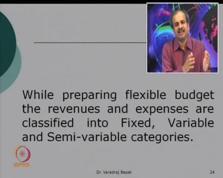 (Refer Slide Time: 31:07) So, naturally, when the flexible budgets are set, all the costs should be properly categorized into fixed variable and semi variable.