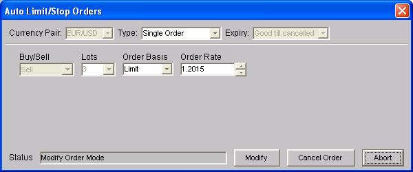 Click on the [Cancel Order] button to cancel the Position Order or Click [Modify] to make any changes as required. Click on the [Modify] button to confirm any changes made to the Position Order.