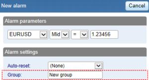 4. Creating and editing alarm groups Alarms are divided up into groups. The groups are just labels, and you can give them any names you want. You can put any type of alarm into any group.