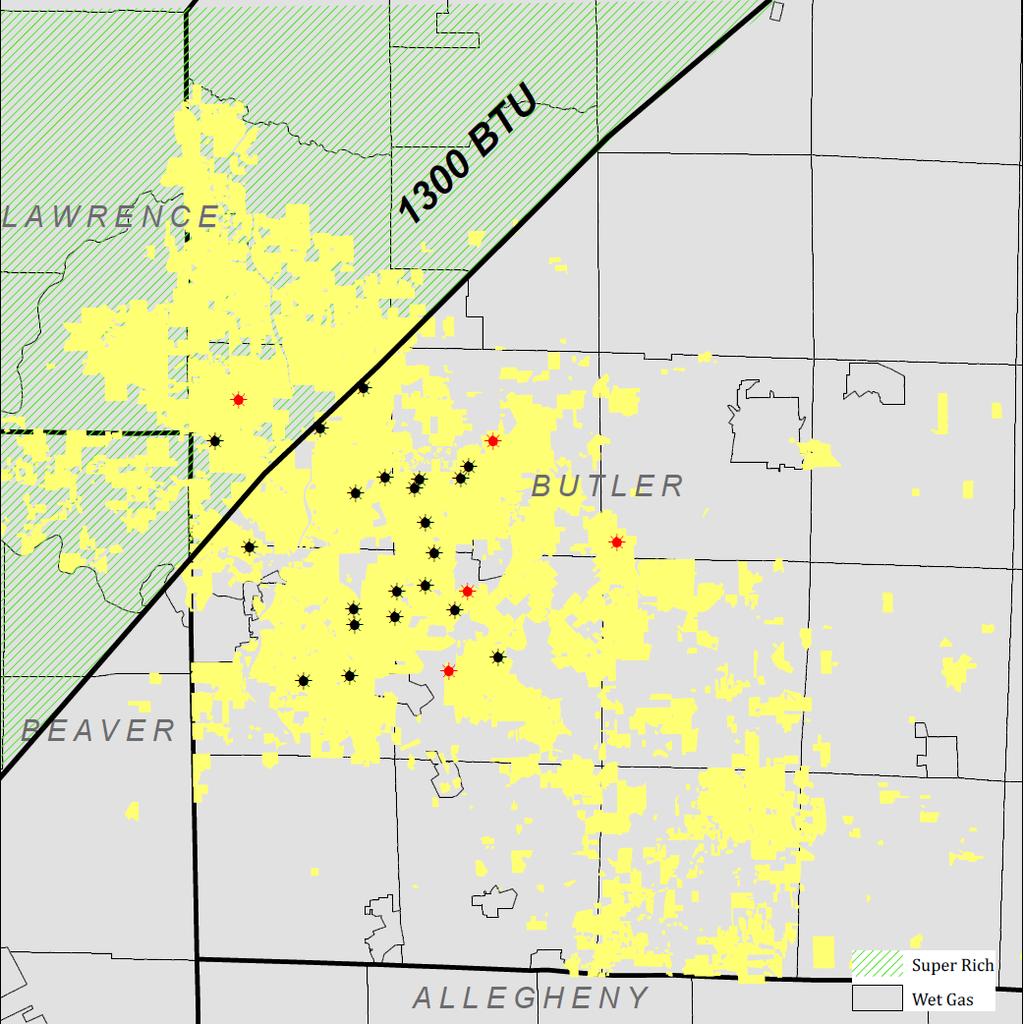 Butler Operated Marcellus Results 5-Day Sales Rate (Average Per Well) 1 Butler Operated Area Well Name Target Formation Lateral Length Total Ethane Recovery (Mcfe/d) % Liquids Total Ethane Rejection