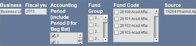 In this field: Do the following: Fund Code If you want to see a balance for a specific fund, select a fund. Note: To find a balance for a single trust fund, you just need to enter the source.