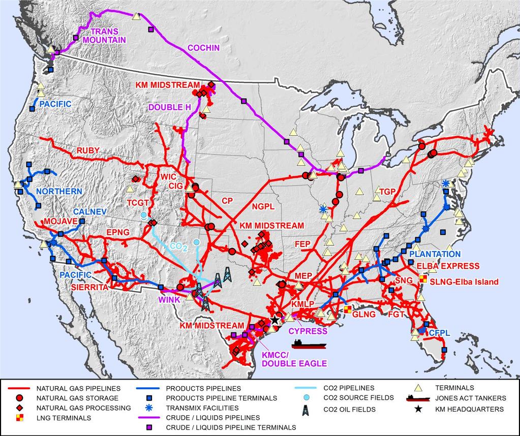 Unparalleled Asset Footprint World class asset footprint: Largest natural gas pipeline network in North America Own an interest in / operate over 69,000 miles of natural gas pipeline Connected to