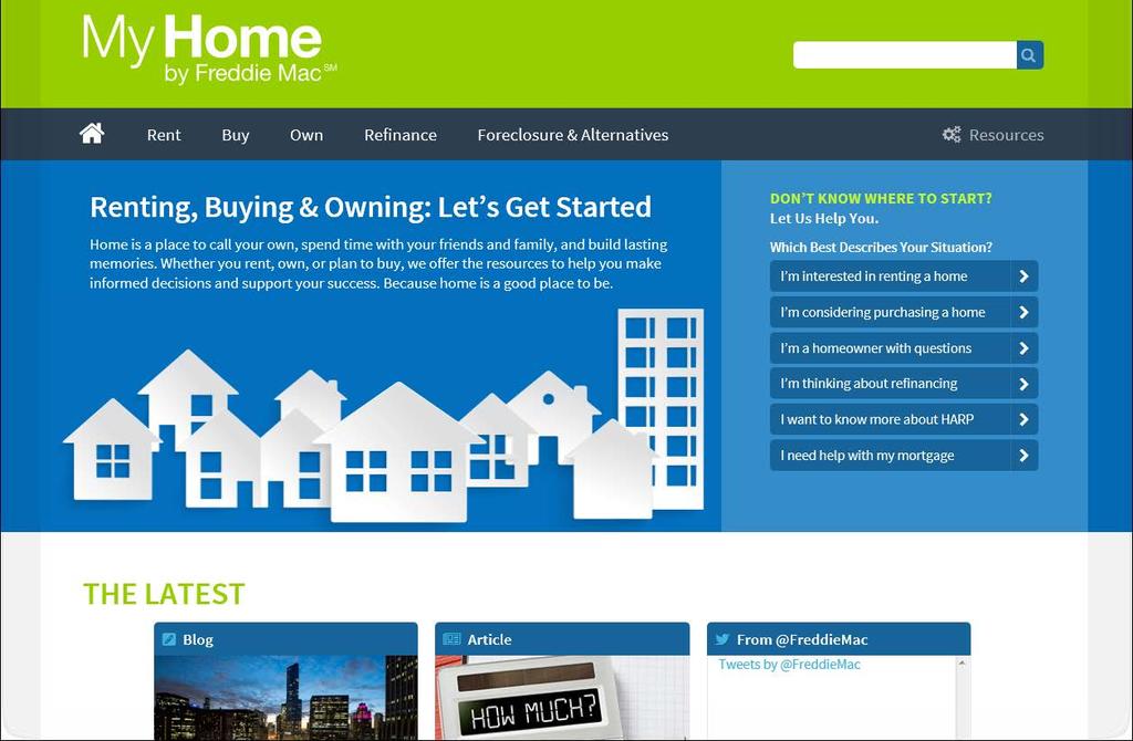 My Home by Freddie Mac SM Consumer Website What will the borrower find on My Home?