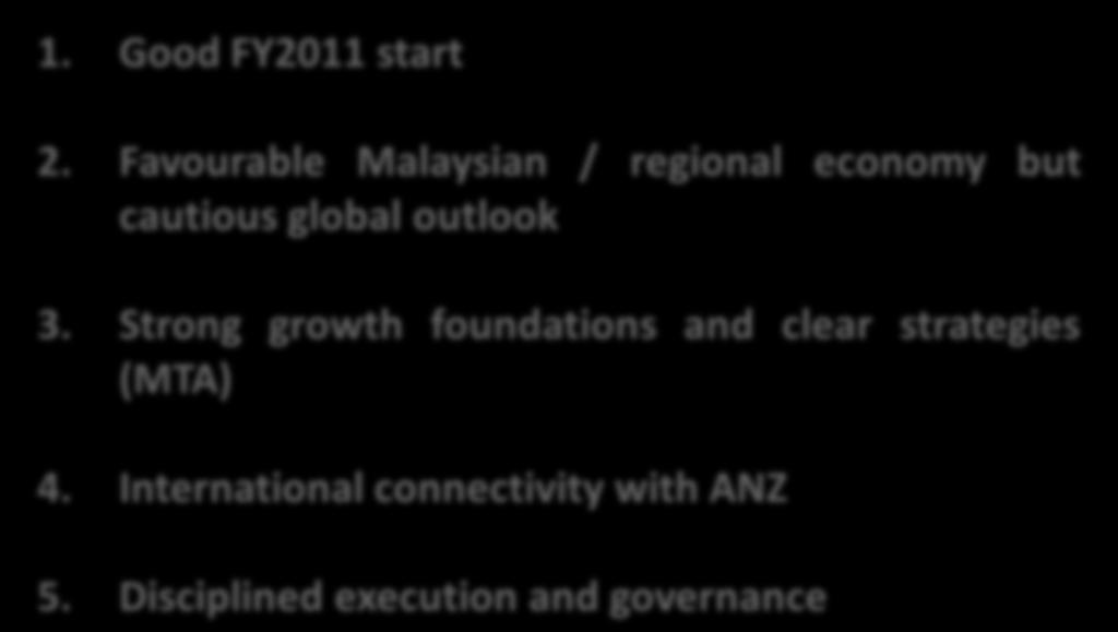 (MTA) 4. International connectivity with ANZ 5.