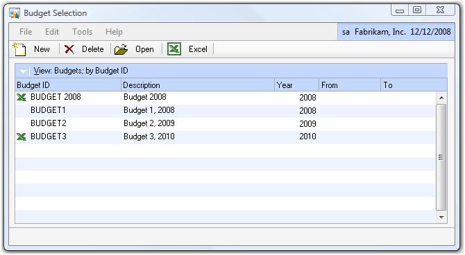 Creating and Editing Budgets using Excel Using QuickBooks, only one budget can be created per fiscal year. With Microsoft Dynamics GP an unlimited number of budgets may be created per fiscal year.