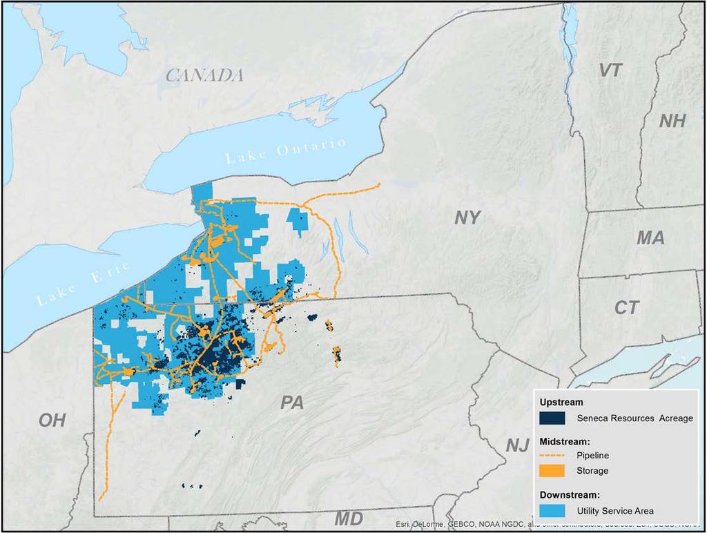 NFG: A Diversified, Integrated Natural Gas Company Upstream E&P Developing our large, high quality acreage position in Marcellus & Utica shales 785,000 Net acres in Appalachia ~460 MMcf /day Net