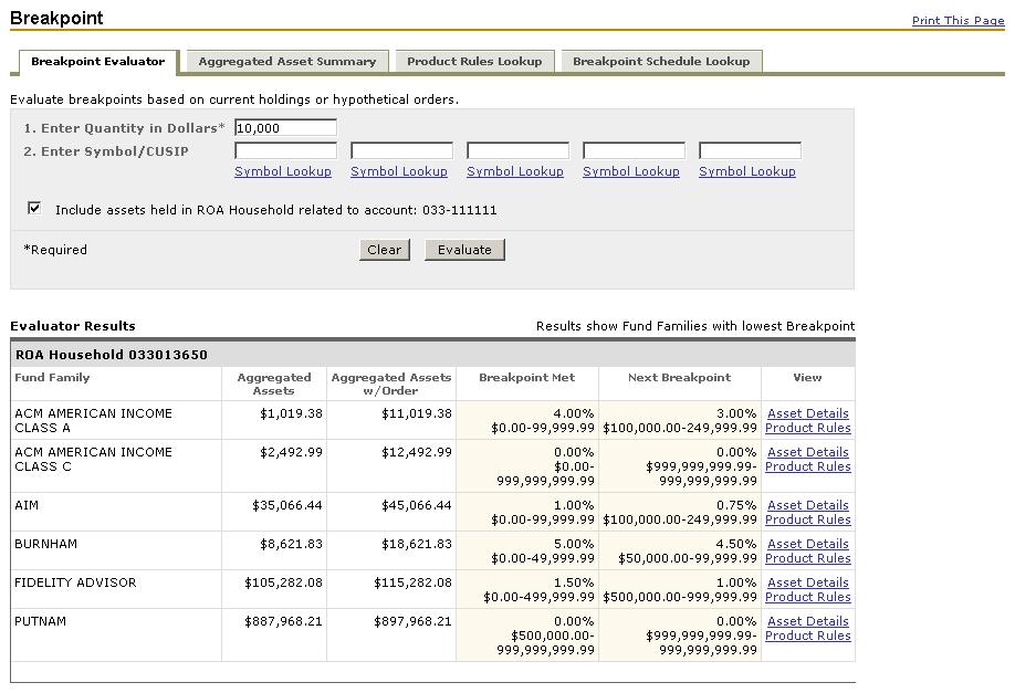 Streetscape To include the *current account's aggregated assets in the calculation, select the Include assets held in ROA Household related to account check box.