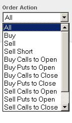 Streetscape Optional Field Order Action Description Select All (default) to search for all order actions. OR Select a specific Order Action from the drop-down list.
