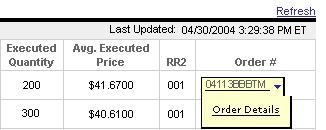 Here is an example of the Order Manager Order Details window accessed from the Order Event History window.