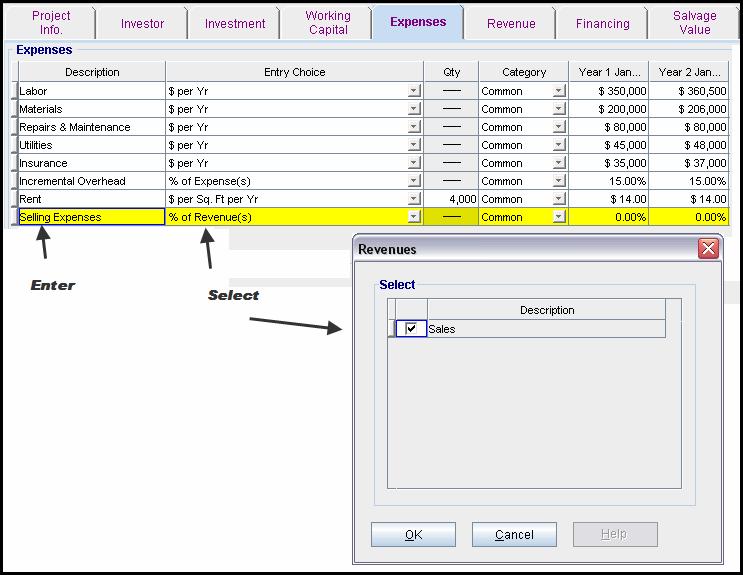 Example 9 Add the % of Expenses row. Steps 1. Click on the add button.