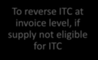 not eligible for ITC To specify eligibility