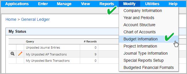How to enter your budget manually into Shelby Next Financials Modify Budget Information allows you to set up or modify budgets for your income and expense accounts.