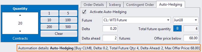 Delta - The delta of the Option calculated automatically by Market Implied Volatility (MIV). Users can choose to override this value.