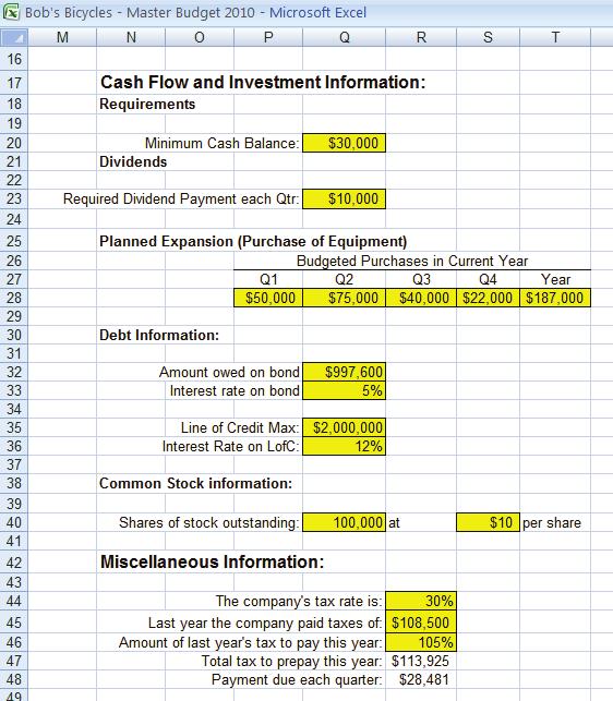 Figure 4: Partial View of Data Input Sheet financing for the current period. To do this, we used an IF function a powerful Excel tool that s worth the time to learn.