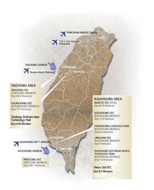Map of EPZ in Taiwan (Source) Export Processing Zone Administration 10 EPZs in Taiwan 503.