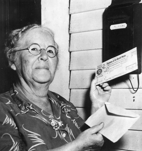 He received a total of 17 cents and had paid 5 cents into the program. The first monthly check was issued to Ida May Fuller of Ludlow, VT. She paid a total of $24.