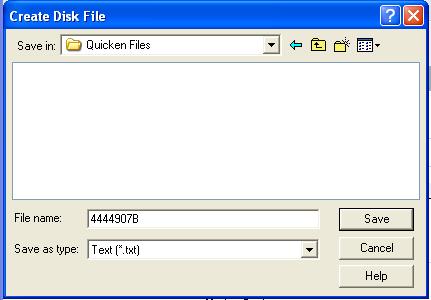 Quicken: Generating the Monthly Reports Account Balance as of Previous Month Cont d In the Create Disk File dialog box, enter the name for the file using the following naming convention (eight