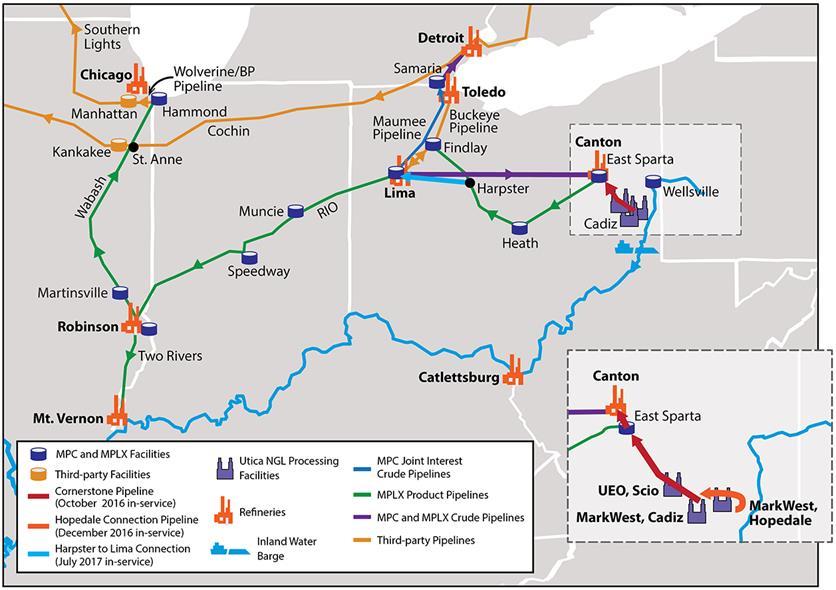 MPLX - Executing a Comprehensive Utica Strategy Phased Infrastructure Investment Cornerstone Pipeline commenced operations in October 2016 Hopedale pipeline connection completed