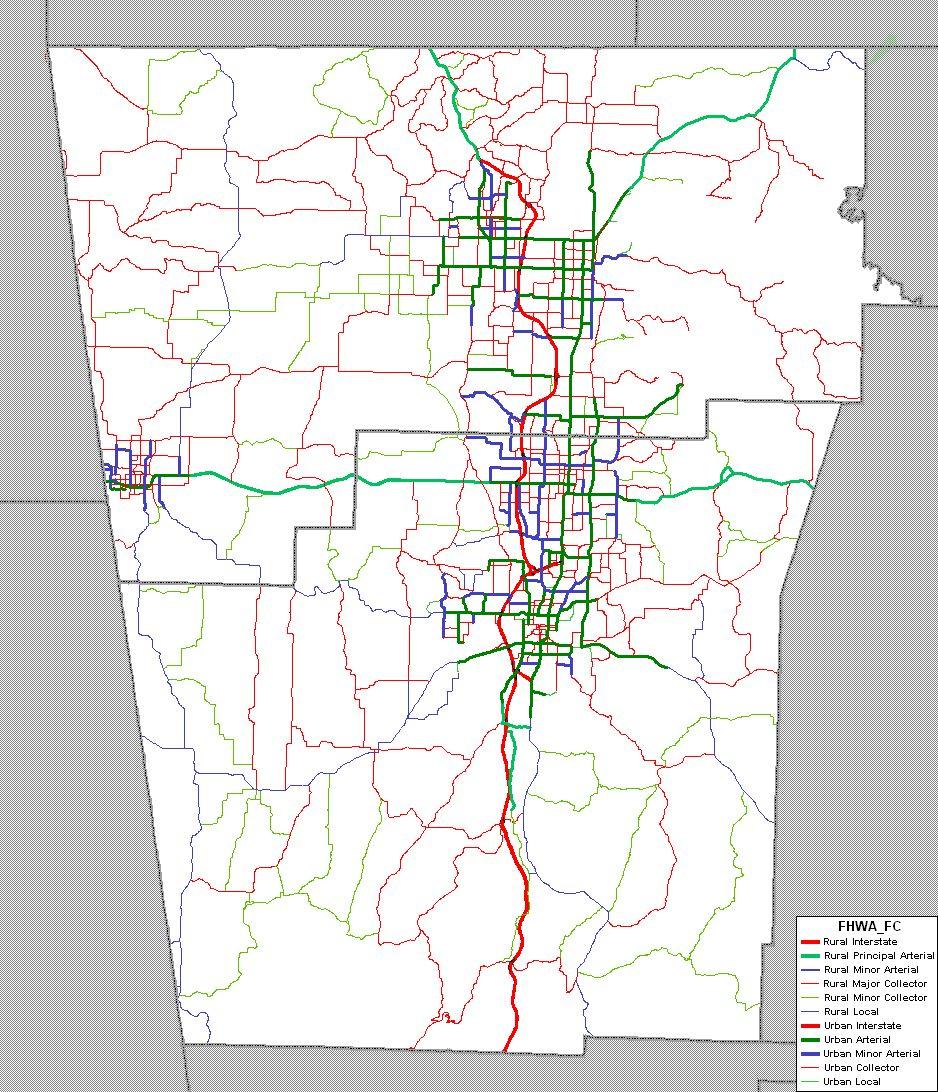 Figure 3. Northwest Arkansas Highway Network The study area of the Northwest Arkansas regional model was disaggregated into a number of traffic analysis zones.