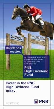 PNB High Dividend Fund Fund Classification : EQUITY The Fund is suited for experienced investors who are aware of the potential for high yields in stock markets investments, and are also willing to