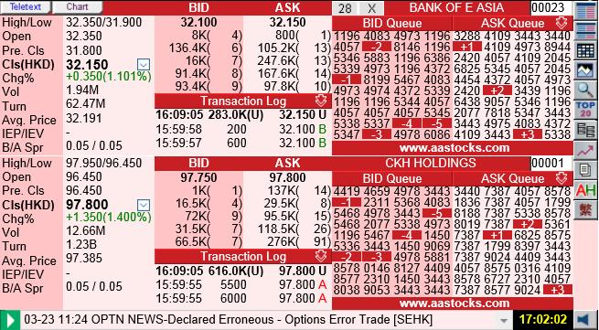 5. Double Teletext (a) Click the button will display two stock quotes with broker