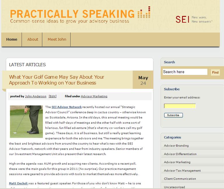 SEI Advisor Network s Practice Management Blog Practically Speaking Practice management tips delivered right to your inbox!