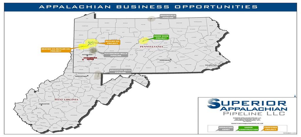 Appalachian Growth Opportunities Constructing Snowshoe Gathering System in Centre County, PA Estimated Total Capital: $97 million Initial 2015 Capital: $40 million Negotiating New Fee-based Gathering